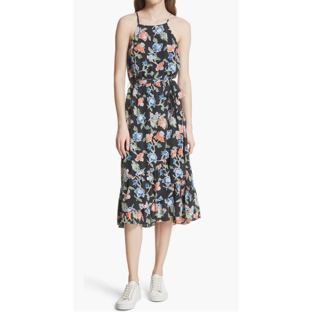 JOIE | $388 Floral Deme Dress in Caviar, Size Small